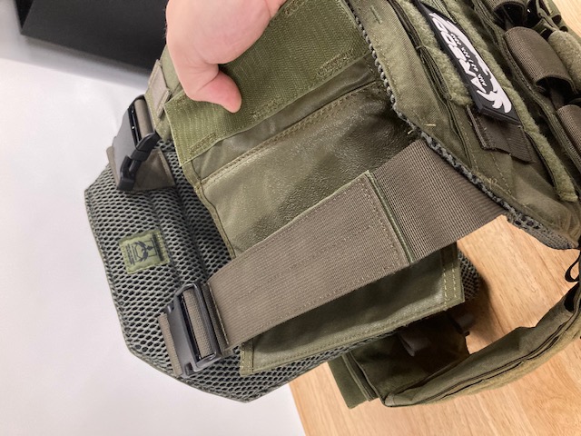 Velcro attachment removed on the Testudo plate carrier shoulder pads from Armored Republic