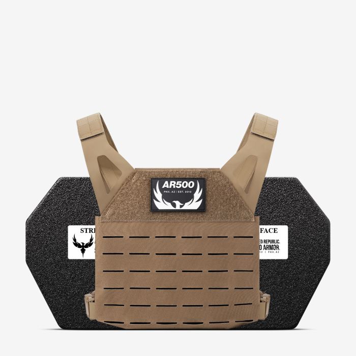 AR500 Level 3 III Body Armor Plate Bundle w/ Molle Vest Setup - 8 x 10