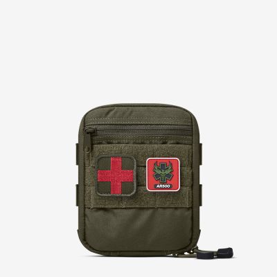 The olive drab Individual First Aid Kit (IFAK) from AR500 Armor of the Armored Republic