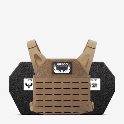 The coyote AR Freeman plate carrier with 9x9 plates from AR500 Armor of the Armored Republic.