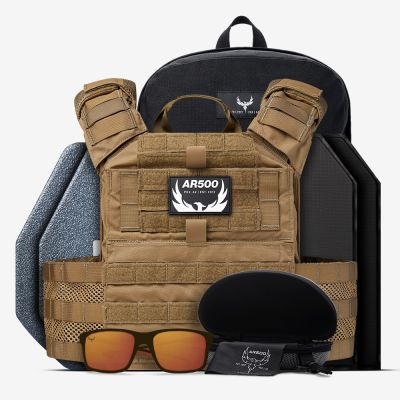 The coyote Valkyrie Exclusive with the black armored Phoenix Backpack from Armored Republic