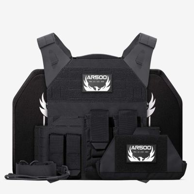 The black Invictus Private Label Plate Bundle from AR500 Armor of the Armored Republic